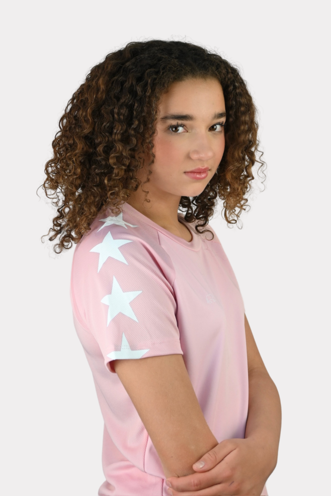 Starry sports shirt - roze/wit