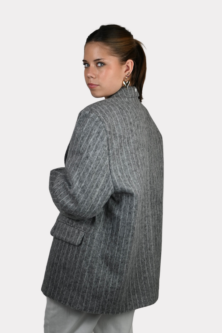 Striped vintage blazer - licht grijs