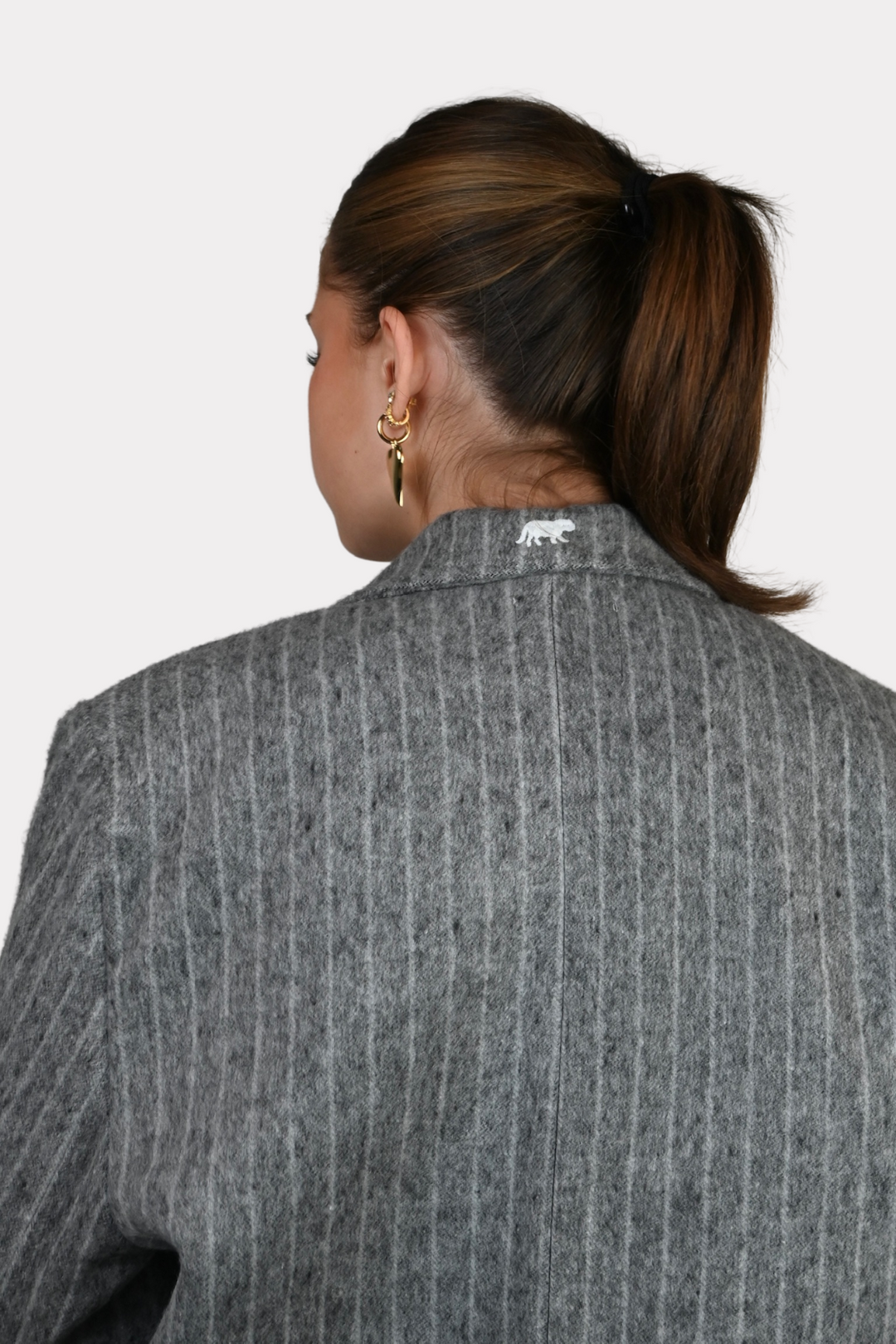 Striped vintage blazer - licht grijs