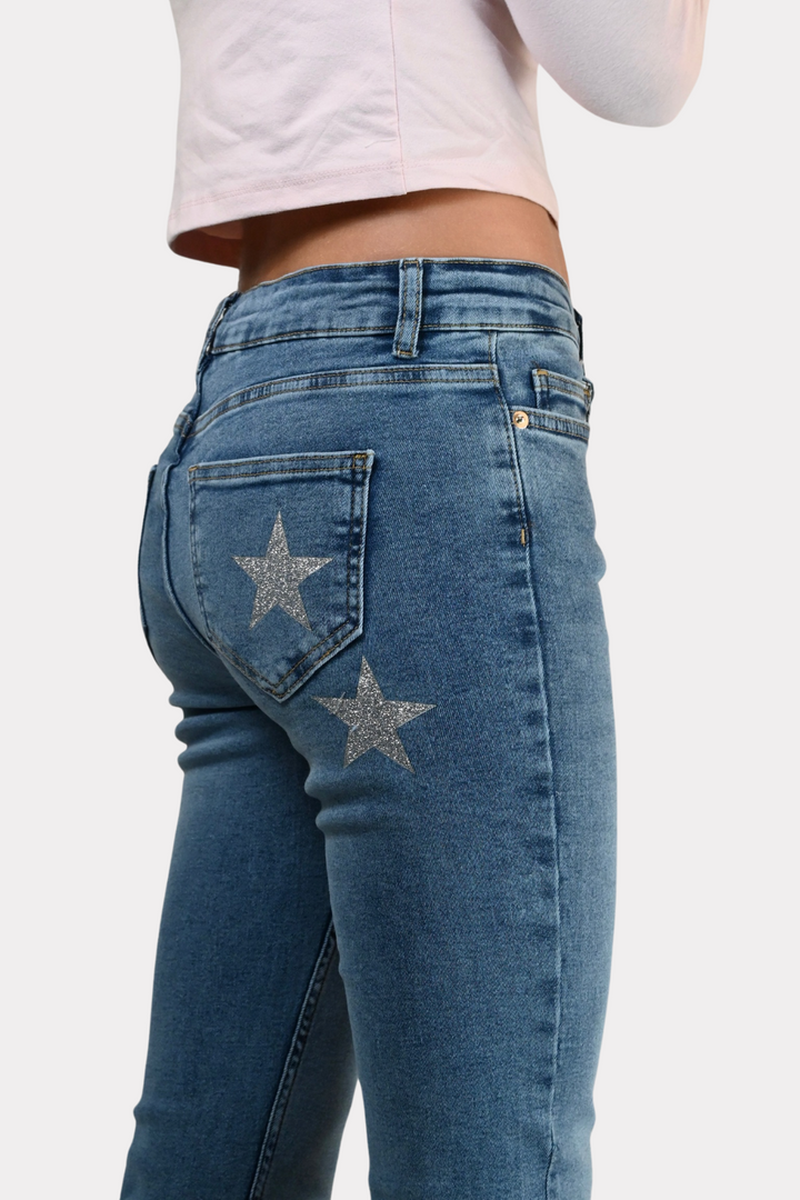 Superstar mid waist flared jeans - blauw