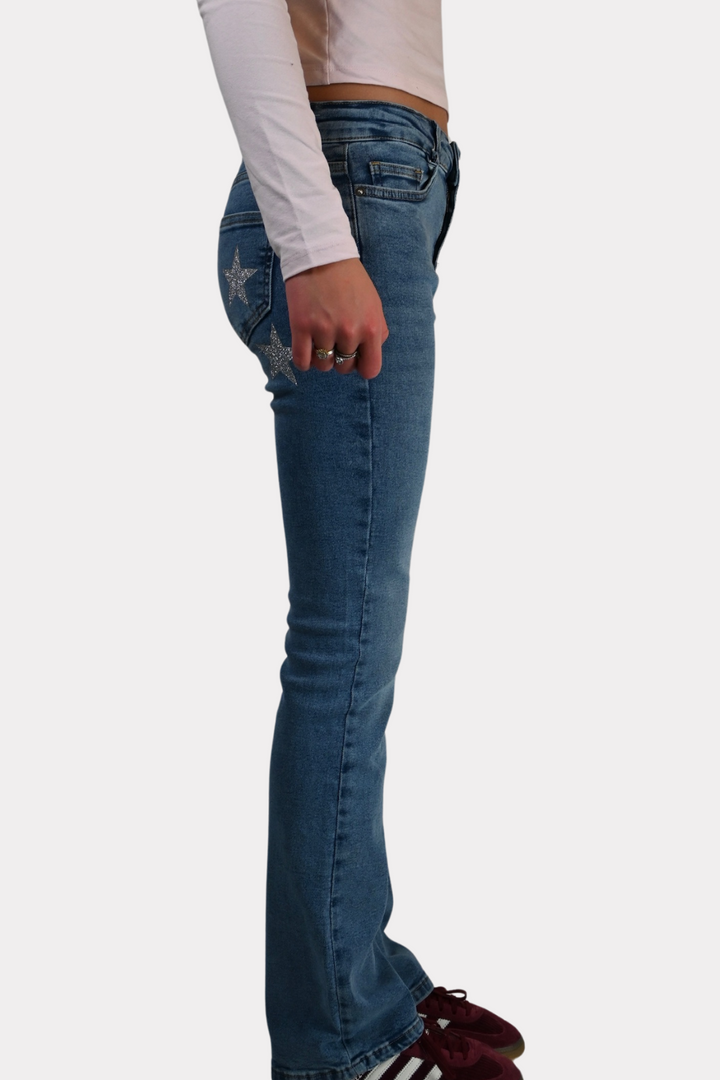 Superstar mid waist flared jeans - blauw