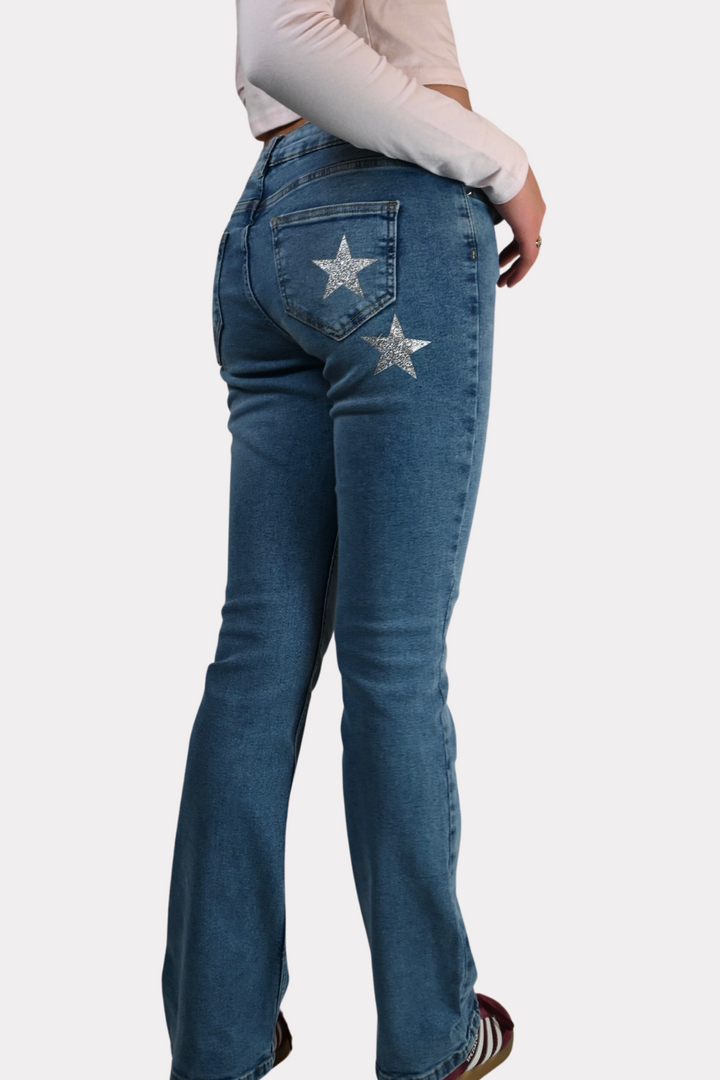 Superstar mid waist flared jeans - blauw