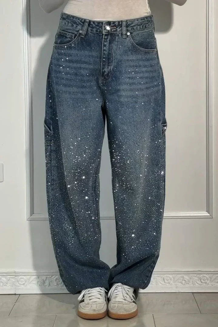 NORA | Sparkle Wide-Leg Jeans voor een Galactische Look